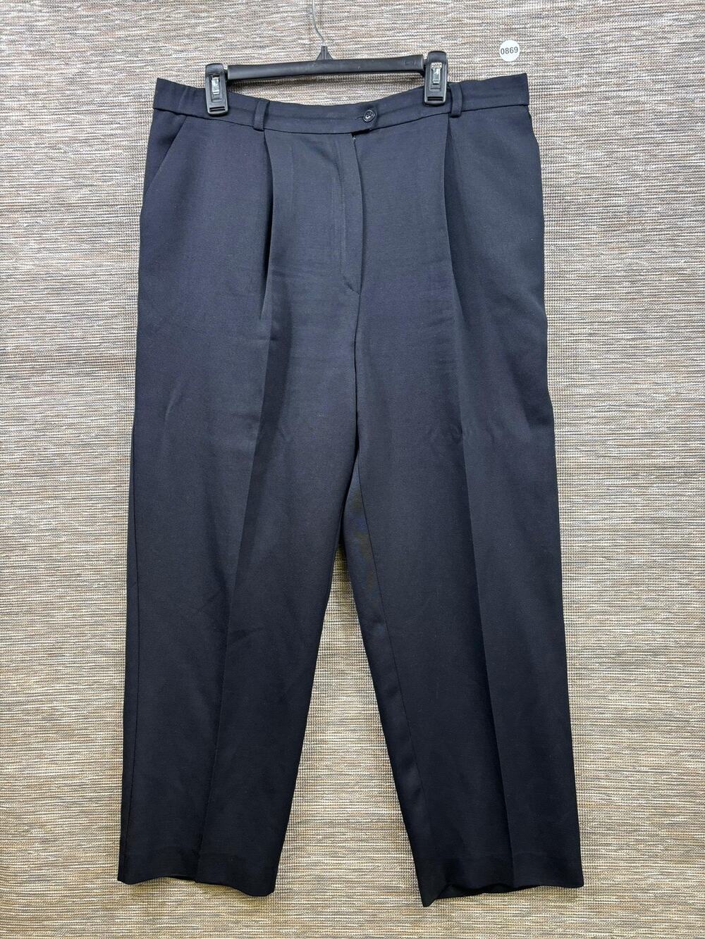 Givenchy En Plus Pants Womens 16W Black Pleated Wool Blend Dress Lined Classic